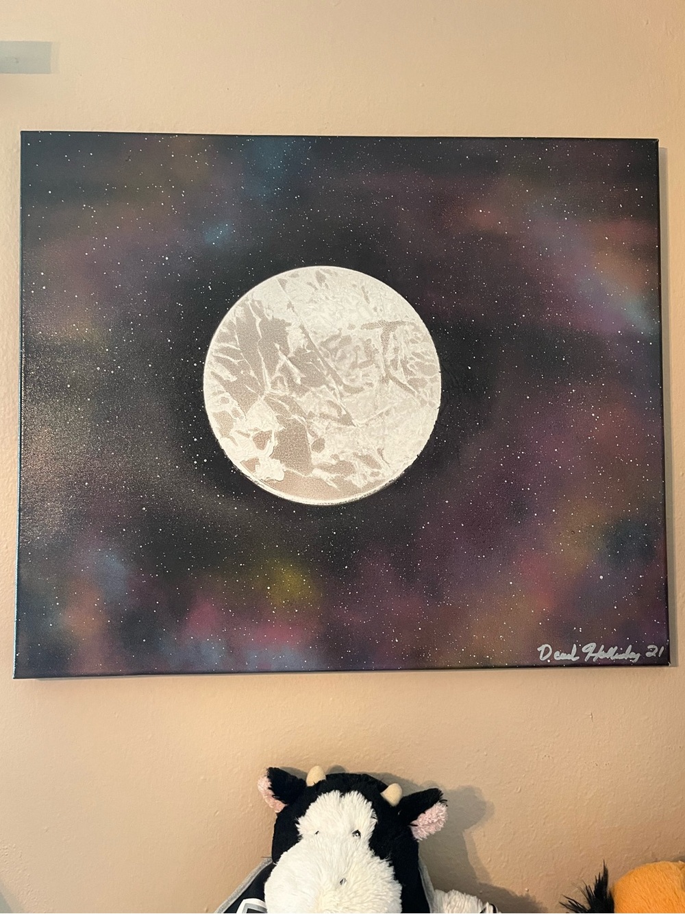 Moon Wall Art Spray Painted